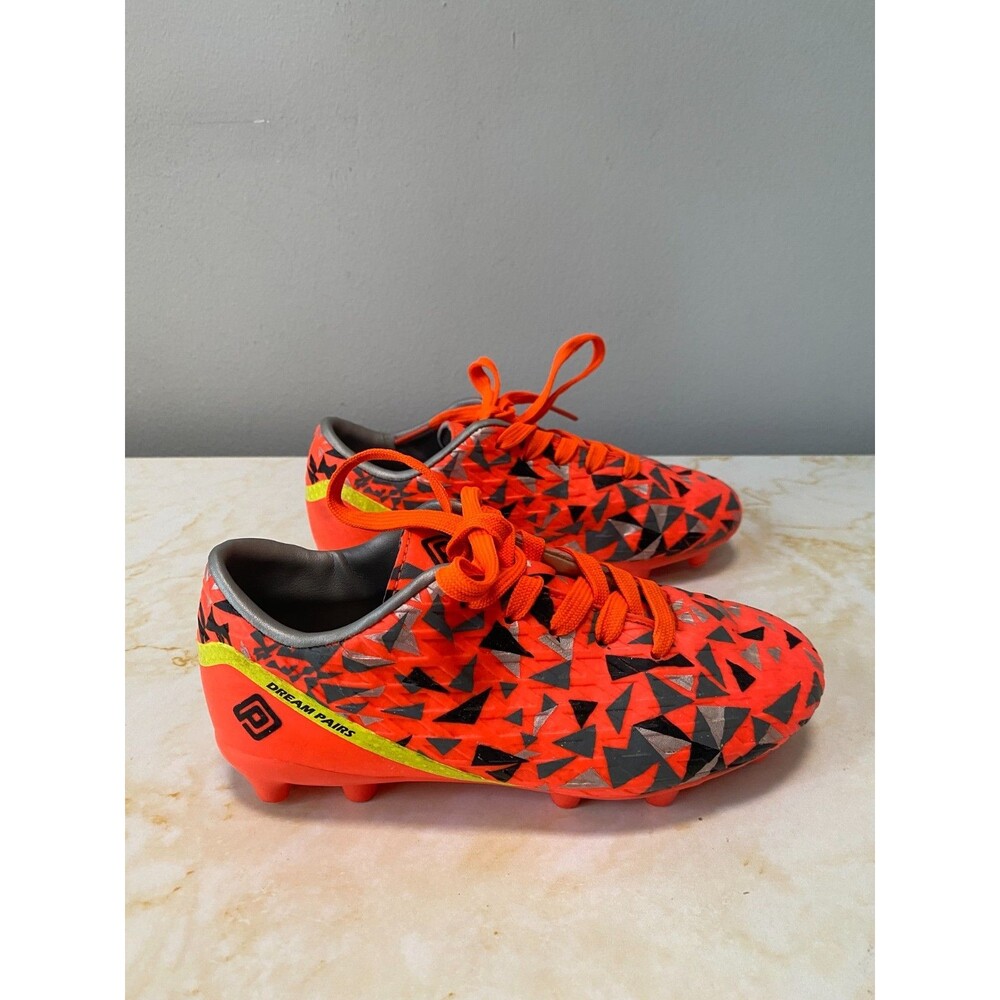 Dream Pairs Kids Soccer Cleats Size 13 US Orange Black Geometric Firm Ground
